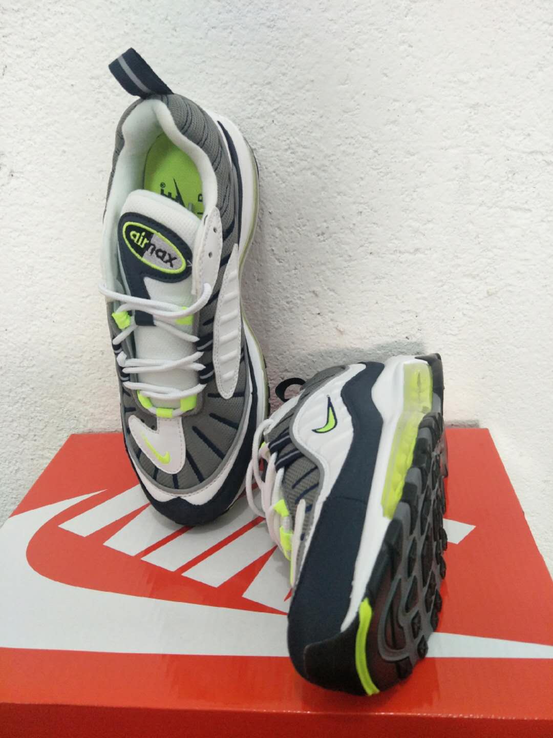 Men Supreme x NikeLab Air Max 98 Grey White Black Green